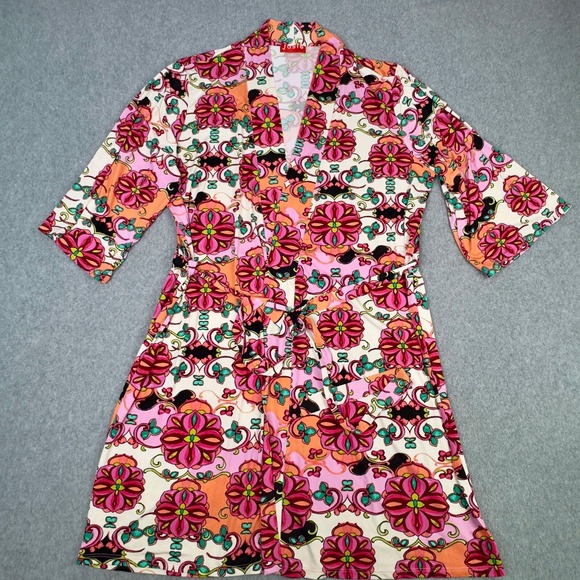 Josie Natori Women's Size M Floral Robe Kimono Wrap Lounge Sleepwear Belted